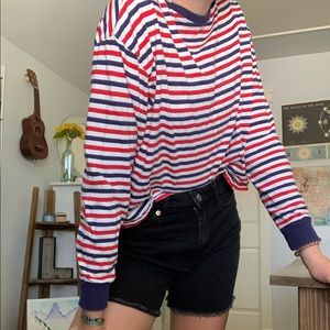 navy, red, & white striped long sleeve tee shirt!